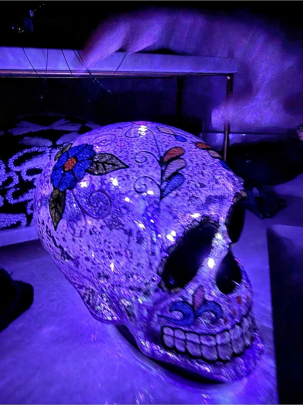 Purple Floral Decorative light up Skull